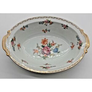 Noritake Oval Serving Bowl Floral Gold Trim Made in Occupied Japan Dishware